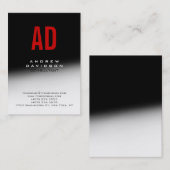 White Gray Black Monogram Business Card Visitenkarte (Vorne/Hinten)
