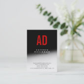 White Gray Black Monogram Business Card Visitenkarte (Stehend Vorderseite)