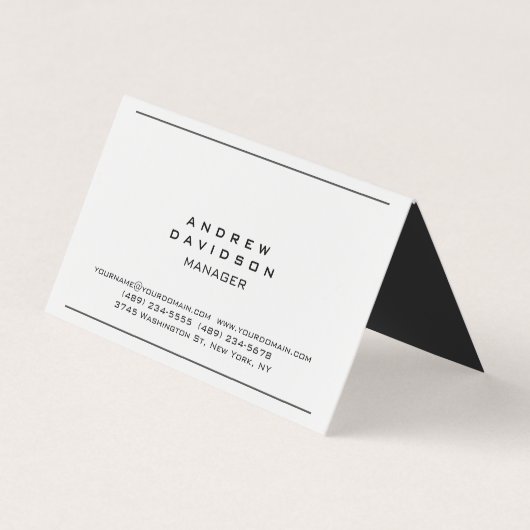 White Gray Border Trendy Schlicht Chic Business Ca Visitenkarten (Vorderseite)