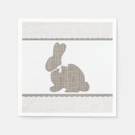 White Gray Burlap Rustic Bunny Oaster Baby Dusche Serviette