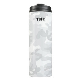 White Gray Camouflage Black Initials Sports Mod Tr Thermosbecher