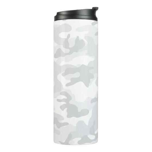 White Gray Camouflage Black Initials Sports Mod Tr Thermosbecher (Nach links gedreht)