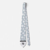 White & Gray Daisies Monogramed Necktie Krawatte (Vorderseite)