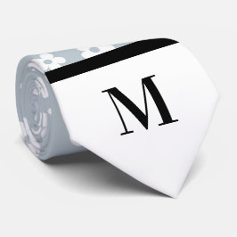White & Gray Daisies Monogramed Necktie Krawatte
