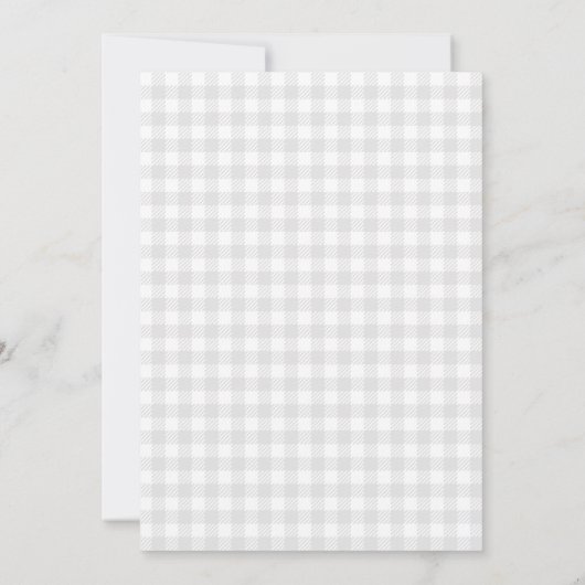 White Gray Farmhouse Gingham Couples Brautparty Einladung (Rückseite)