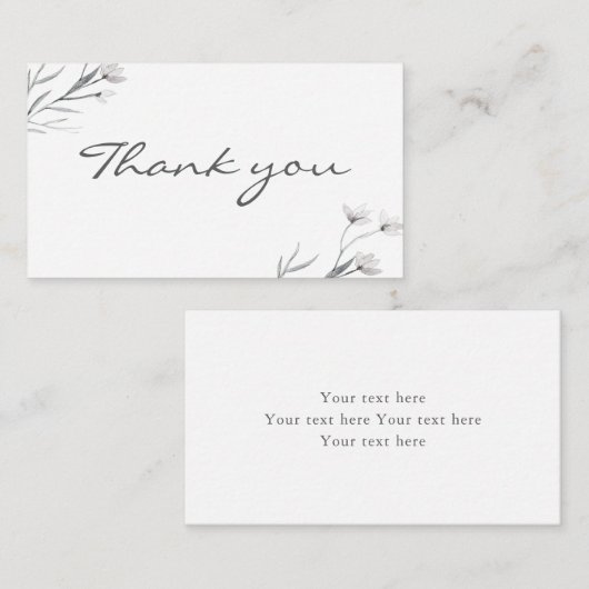 White Gray Floral danke Ihnen Stilvolle einfache H Begleitkarte (Vorne/Hinten)