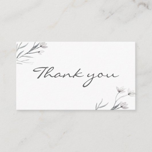 White Gray Floral danke Ihnen Stilvolle einfache H Begleitkarte (Vorderseite)