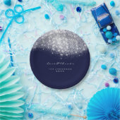 White Gray Glitzer Birthday Blue Navy 16. Hochzeit Pappteller (Party)