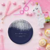 White Gray Glitzer Birthday Blue Navy 16. Hochzeit Pappteller (Party)