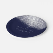 White Gray Glitzer Birthday Blue Navy 16. Hochzeit Pappteller (Schrägansicht)