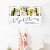 White Gray Hand Drawn Doodles Graduation 3 Photo Banner (Insitu)
