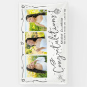 White Gray Hand Drawn Doodles Graduation 3 Photo Banner (Vertikal)