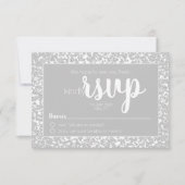 White Gray Informal Diamond Glitzer Wedding RSVP (Vorderseite)