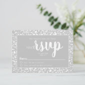White Gray Informal Diamond Glitzer Wedding RSVP (Stehend Vorderseite)