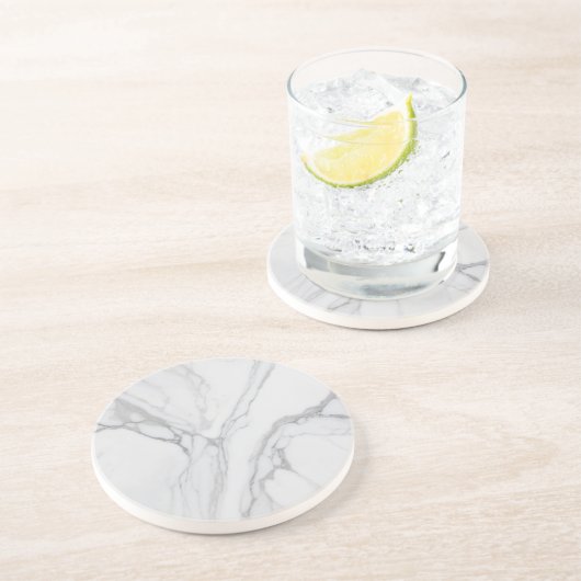 White Gray Marble Minimal Elegant Coaster Getränkeuntersetzer (Seite)