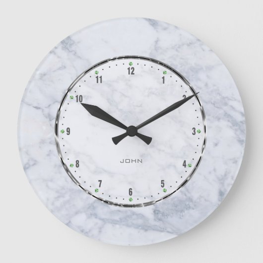 White & Gray Marble Stone Pattern Große Wanduhr (Vorderseite)