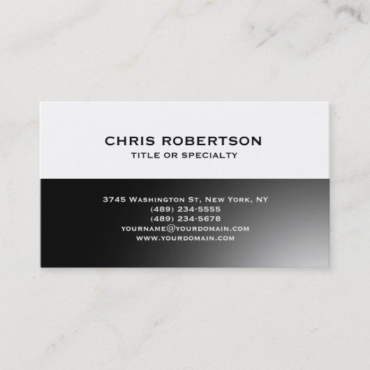 White Gray Modern Simple Schlicht Business Card Visitenkarte (Vorderseite)