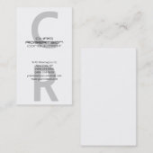 White Gray Monogram Attraktive Charm Business Card Visitenkarte (Vorne/Hinten)