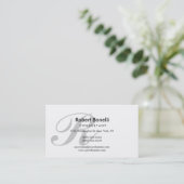 White Gray Monogram Consultant Business Card Visitenkarte (Stehend Vorderseite)