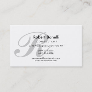 White Gray Monogram Consultant Business Card Visitenkarte