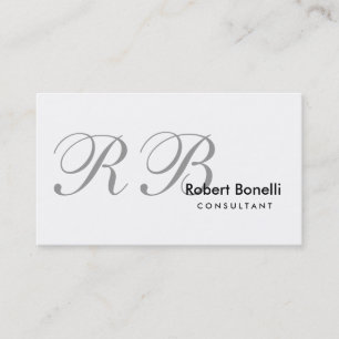 White Gray Monogram Consultant Business Card Visitenkarte