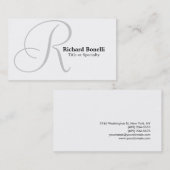 White Gray Monogram Consultant Business Card Visitenkarte (Vorne/Hinten)