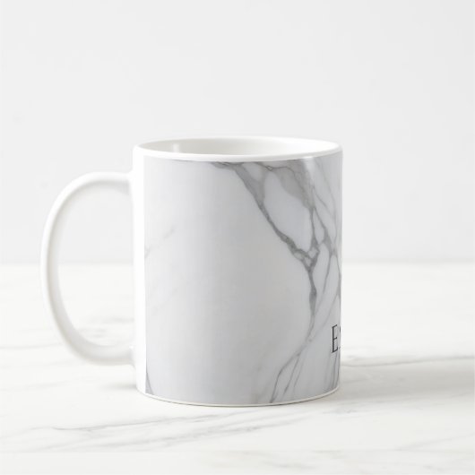 White Gray Personalized Marble Texture Kaffeetasse (Links)