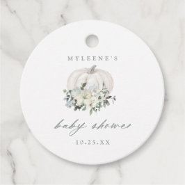 White & Gray Pumpkin Baby Dusche Geschenkanhänger