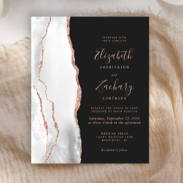 White Gray Rose Gold Agate Dark Wedding