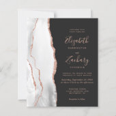 White Gray Rose Gold Agate Dark Wedding (Vorderseite)