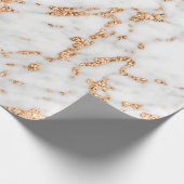 White Gray Rose Gold Glitzer Carrara Marmorstein Geschenkpapier (Ecke)