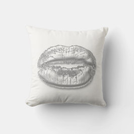White Gray Silver Kiss Lips Funkelnd Kissen