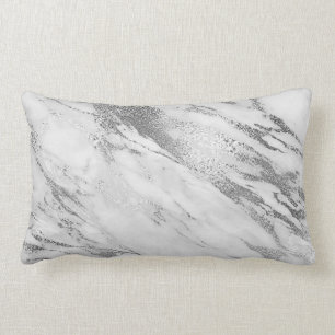 White Gray Silver Monochromatic Marble Glam Lendenkissen