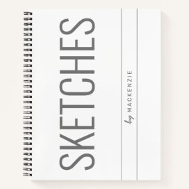 White Gray Sketching Book Big Title Personalisiert Notizblock