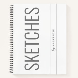 White Gray Sketching Book Big Title Personalisiert Notizblock