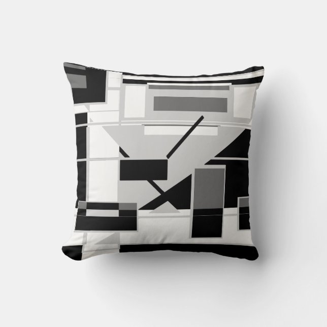 White Gray Slate BlackGeometric-Formen Abstrakt Kissen (Vorderseite)