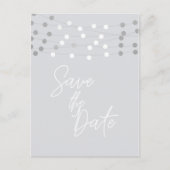 White Gray String Lights Moderne Eleganz Save the Ankündigungspostkarte (Vorderseite)