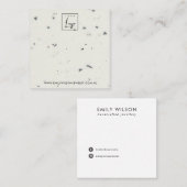 WHITE GRAY TERRAZZO STUD OARRING DISPLAD CARD QUADRATISCHE VISITENKARTE (Vorne/Hinten)