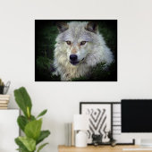White Gray Wolf Wildlife Supporter Poster (Heimbüro)