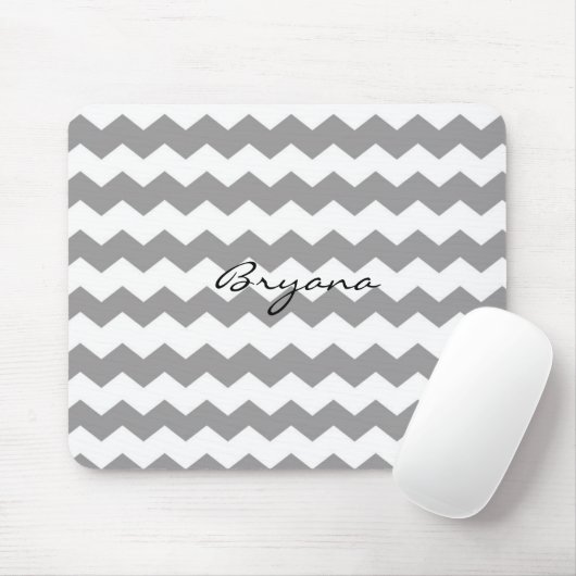 White Gray Zickzack Print Modern Mod Mouse Pad Mousepad (Mit Mouse)