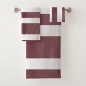 White Grayish Burgundy Red gestreift Badhandtuch Set (Insitu)