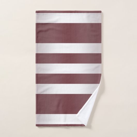 White Grayish Burgundy Red gestreift Badhandtuch Set (Handtuch)