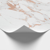 White GrayPink Rose Gold Blush Carrara Marmor Lux Geschenkpapier (Ecke)