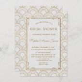 White Great Art Deco Gold Brautparty Einladung (Vorne/Hinten)