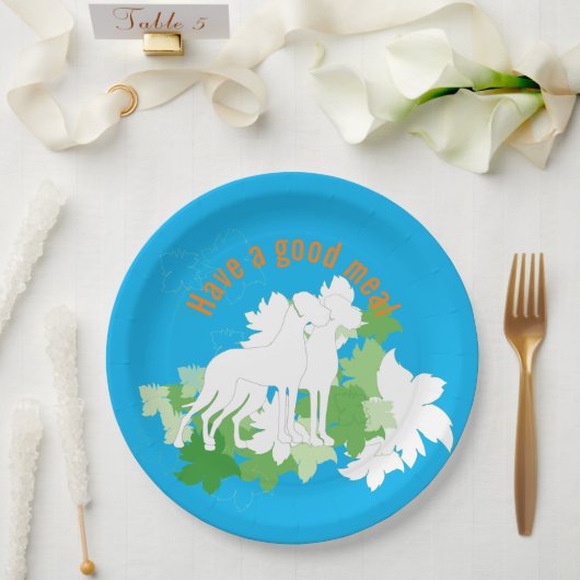 White Great Danes Silhouette Paper Teller (Hochzeit)