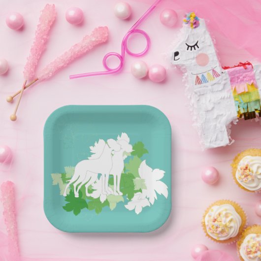 White Great Danes Silhouette Pappteller (Party)