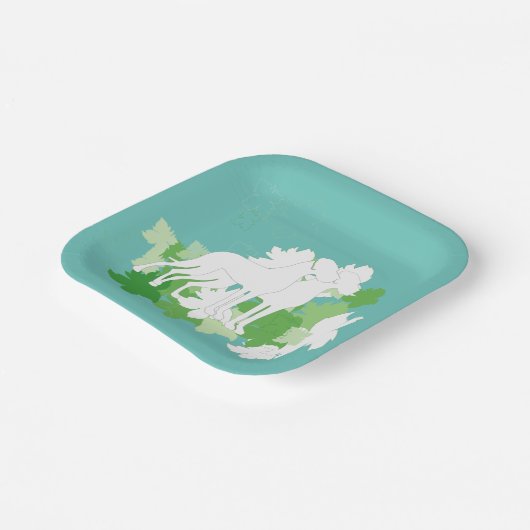 White Great Danes Silhouette Pappteller (Gewinkelt)