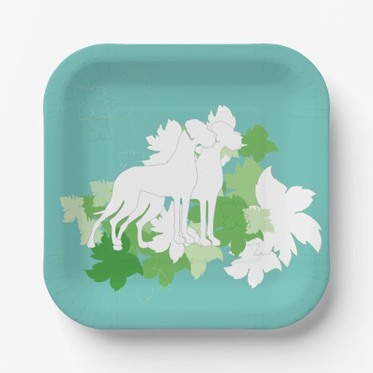 White Great Danes Silhouette Pappteller (Vorderseite)