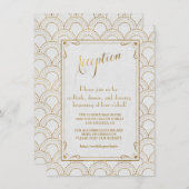 White Great Gatsby Art Deco Gold Empfang Einladung (Vorne/Hinten)