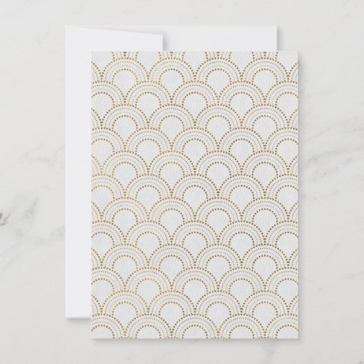 White Great Gatsby Art Deco Gold Empfang Einladung (Rückseite)